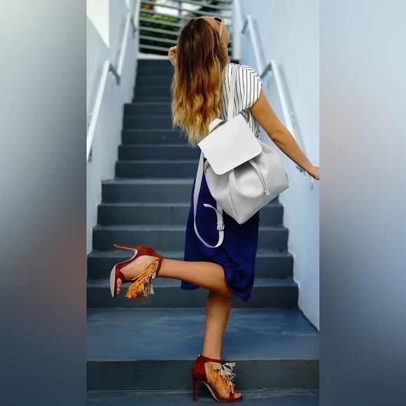 ZARA Tan Brown Suede Fringed Heels - Picture 9 of 15